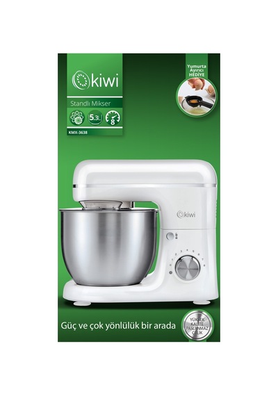 Kiwi Kmx-3638 Beyaz Hamur Yoğurma & Stand Mikser 5,3 Lt 1300w Mutfak Şefi