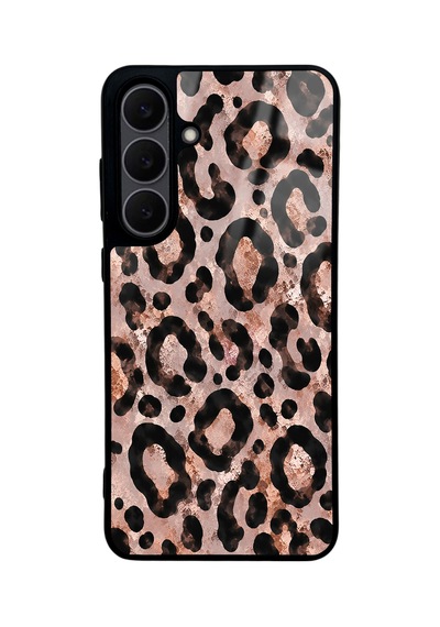 Samsung Uyumlu  S25 Fe Rose Gold Leopar Tasarımlı Glossy Telefon Kılıfı