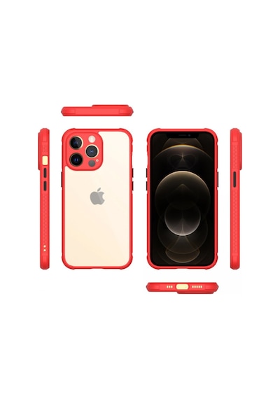 Apple iPhone Uyumlu 13 Pro Kılıf Miami Şeffaf Silikon - Kırmızı Bzsxx00 1