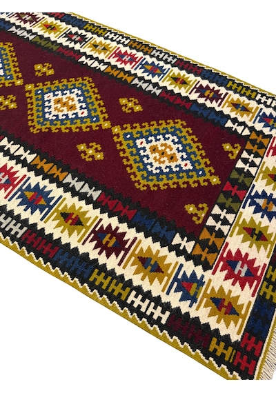 El Dokuma Sıfır Yahyalı Kilim 110x200 Kök Boya %100 Yün Yolluk Kilim Renkli