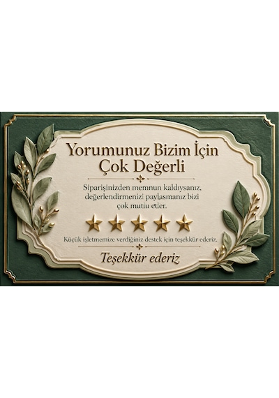 3d Tasarım İşletme Yorum Kartı Sipariş Teşekkür Kartı Yeşil
