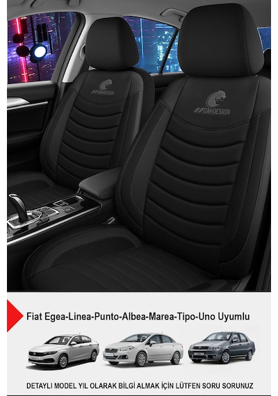 Panther Serisi Keten Kumaş Oto Koltuk Kılıfı Fiat Egea-linea-punto-albea-marea-tipo-uno Uyumlu Siyah