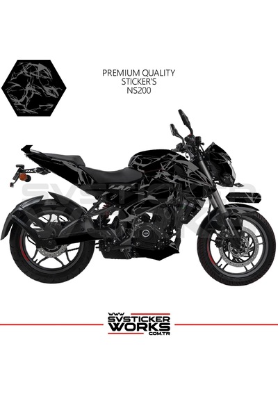 Bajaj Ns200 Kaplama Sticker Şimşek Yıldırım Motor Kaplama Modeli Hazır Kit Gri