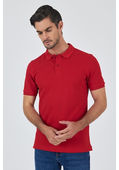 Açık Kırmızı Polo Yaka Kısa Kol Cepsiz Slim Fit Classic Pamuklu Tişört 1011250177 Açık Kırmızı