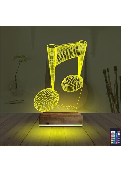 Luvivia Müzik Nota Müzisyen Kişiye Özel 3d Lamba - Masa Gece Lambası Şeffaf