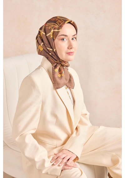 Silk Home Twill İpek Eşarp 11530-10 Kahverengi