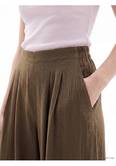 Lcw Comfort Kahverengi Beli Lastikli Kadın Pileli Pantolon