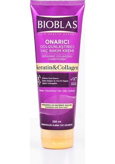 Bioblas Keratin Kolajen Saç Bakım Kremi 250 Ml - Onarıcı, Dolgunlaştırıcı, Kolay Tarama