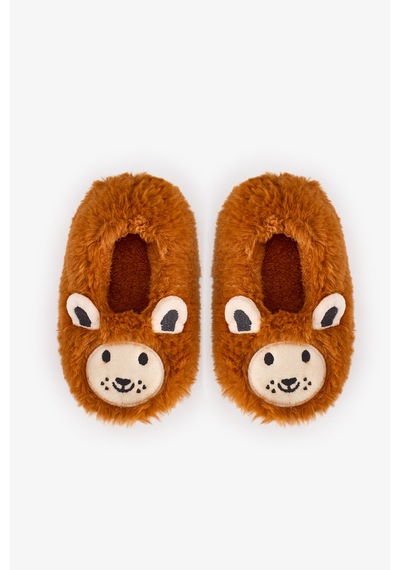 Penti Erkek Çocuk Kahverengi Lion Kedi Desenli Dokulu Patik Bn78