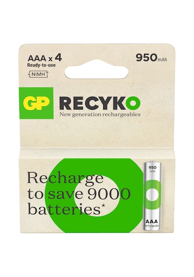 GP ReCyko R03-UM4 1000 Serisi 950 mAh AAA Ni-MH Şarj Edilebilir İnce Kalem Pil 4'lü