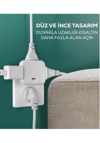 Katlanır Priz 3 Gözlü 2li Priz