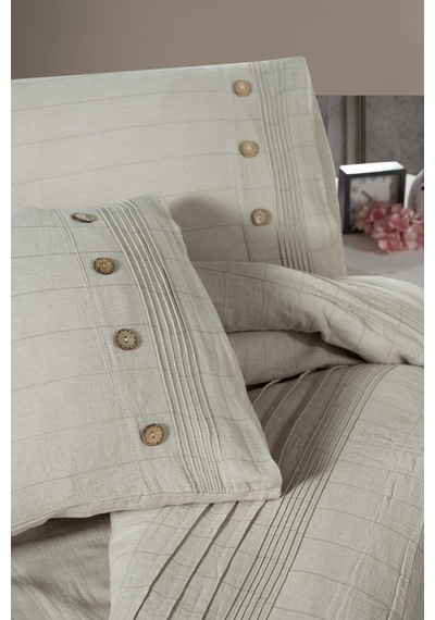 Luoca Patisca Linen Çift Kişilik Nevresim Takımı Bej Bej