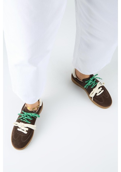 Manijero Krahe Barbella 2 Kadın Hakiki Deri Üç Ayrı Alternatif Bağcıklı Kahve-ekru Sneakers Manijero Krahe Barbella 2 Kadın Hakiki Deri Üç Ayrı Alternatif Bağcıklı Kahve-ekru Sneakers