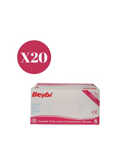 Beybi Lateks Pudrasız Muayene Eldiveni 100'lü x 20 Adet Beyaz S
