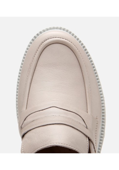 Hotiç Kadın Deri Bej Kalın Tabanlı Klasik Loafer