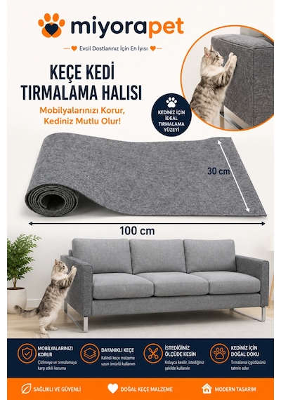 Tırmalama Halısı Gri 30 x 100 CM