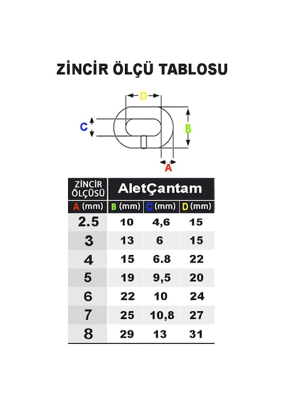 Aletçantam Galvaniz Kaplı Zincir 3 MM x 1 M