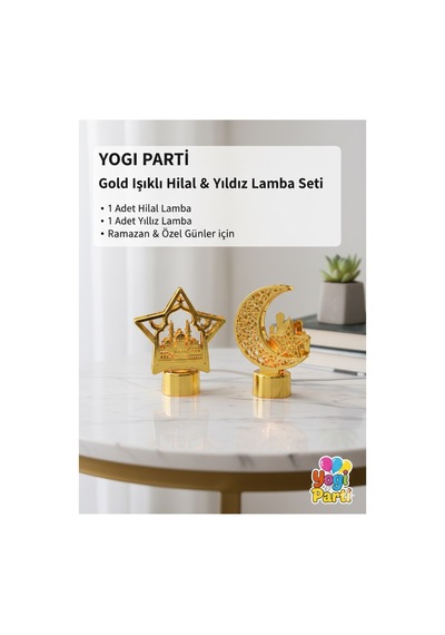 Ramazan Gold Işıklı Ramazan Masa Üstü Lamba Işıklı Seti 2 Adet Altın Tüm Yaşlar