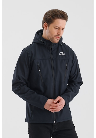 B.he.z Çıkartılabilen Fermuarlı Kapüşon Cepli İçi Polarlı Su Geçirmez Softshell Erkek Mont Lacivert Lacivert
