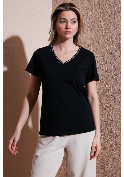 Fashion Friends Bayan T Shirt 26y0478k1 Siyah