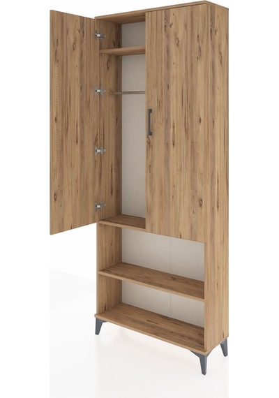 Arges Dolap 3 Raflı 2 Kapaklı Tek Askılı 88x30x221 Çam-çam Çam