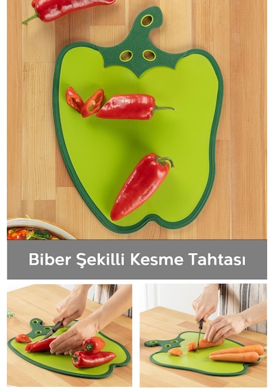 Biber Kaydırmaz Esnek Kesim Panosu - Meyve Sebze Et Doğrama Kesme Tahtası - Kesme Tablası
