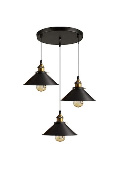 Rys Retro Metal Dekoratif 3 Lü Dekoratif Rustik Sarkıt Avize Çap:30 Cm-rys3045 Beyaz