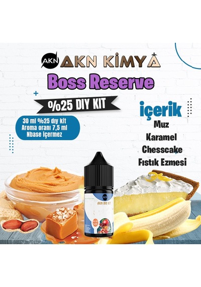Boss Reserve Cutwood Yoğun Dıy Kit Muz Karamel Kek Gıda Aroması %25 Oranda Aroma İçerir Hazır Değildir 30 Ml