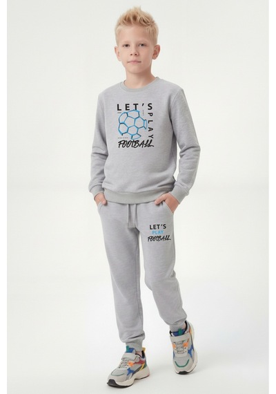 Fyk Kids 3'lü Yuvarlak Yaka Baskı Detaylı 6 Parça Erkek Çocuk Eşofman Takımı Füme - Lacivert Fyk Kids 3'lü Yuvarlak Yaka Baskı Detaylı 6 Parça Erkek Çocuk Eşofman Takımı Füme - Lacivert