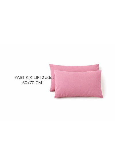 Faralya Life %100 Pamuk 2'li Yastık Kılıfı 50x70 Cm Yumuşak Dokulu Terletmeyen Dayanıklı Ev Otel Tipi Nefes Alabilen Kapaklı Yastık Kılıfı Açık Pembe