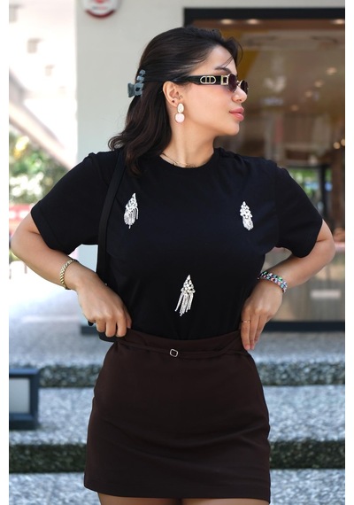Gigi Wardrobe Crystal Tişört Siyah Siyah