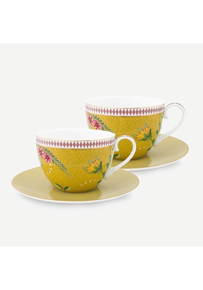 Sarı Porselen Çay Fincan Seti 280 Ml