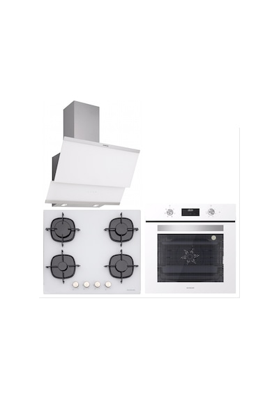 Silverline BO6502W02 - CS5436W01 - 3420 Classy 60 CM Beyaz Cam Ankastre Set