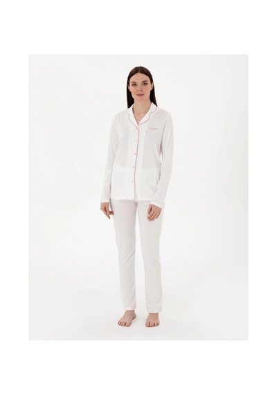 Angbutik Pıerre Cardın 7717-s Bayan Gömlek Pijama Takımı Krem