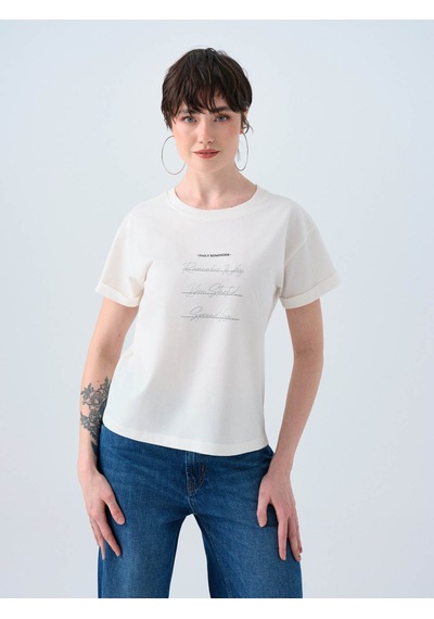 Loft Kırık Beyaz Kadın T-shirt Lf2040258 Kırık Beyaz