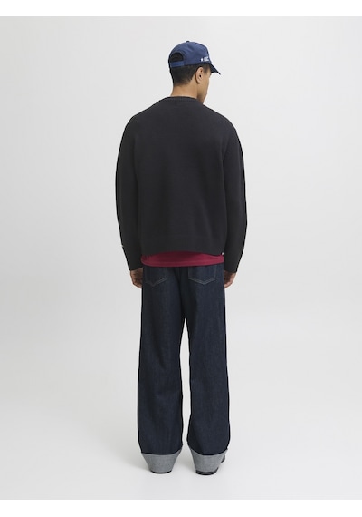 Jack & Jones Jack Jones Erkek Kol Yazılı Örgü Kazak 12282728 Siyah
