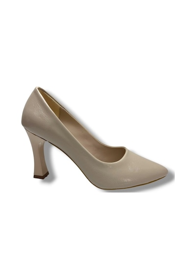 C-shoes 349-26 Kırışık Rugan Deri Kadın Stiletto Krem