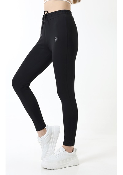 Winmoda34 Dalgıç Tayt Eşofman Push Up Beli Lastikli Siyahh