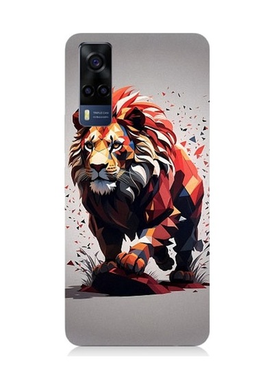 Vivo Y53s Uyumlu Sarı Kırmızı Aslan Desenli Silikon Kılıf