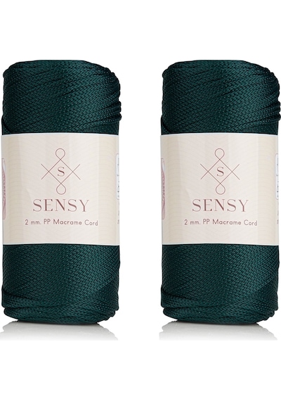 Premium 400gr Polyester Makrome Ipi 2 Mm 2li Set Yeşil Makrame Ip Supla Çanta Ipi No:4