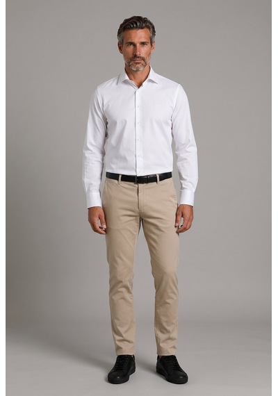 Bisse Beyaz Regular Fit Cepsiz Klasik Uzun Yaka Saten Gömlek Gmkls252186 D01
