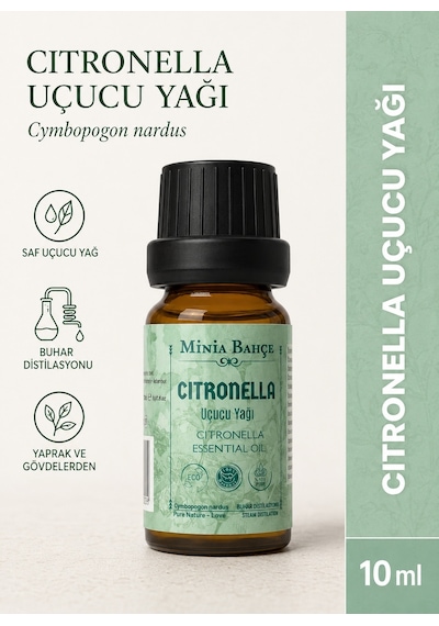 Minia Bahçe Bitki Ve Sanat Atölyesi Citronella Uçucu Yağı Saf ve Katkısız Bitkisel Uçucu Yağ 10 ML