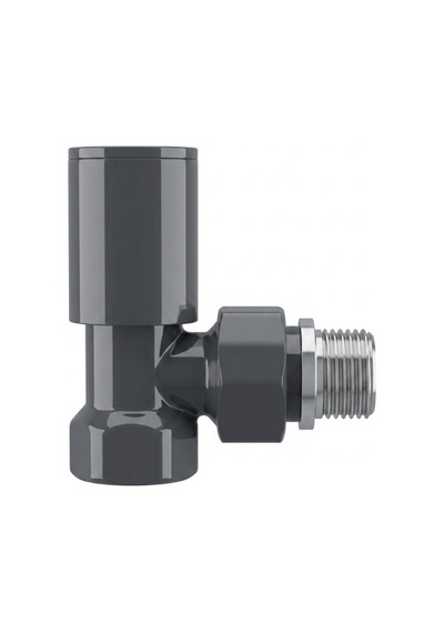 Radyatör Havlupan Vanası Köşe Tip 1/2'' Antrasit Ral 7016 Parlak Metal Volan