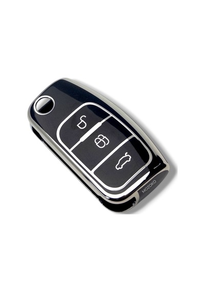 Ford Focus Fiesta Kuga Mondeo Uyumlu Koruma Kumanda Anahtar Kılıfı Sert Kapak Parlak Siyah Krom
