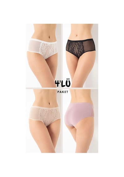 Kadın Dantelli 4'lü Paket Bato Külot Asorti-1 C3t0n5o408 001