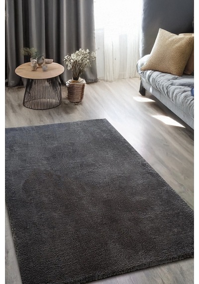 Antrasit Post Peluş Yumuşak Yıkanabilir Kaymaz Dot Taban Salon Koridor Çocuk Halısı Gümüş