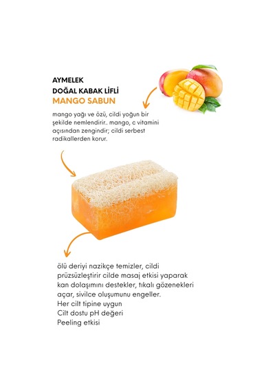 Mango Özlü Doğal Kabak Lifli Güzellik Sabunu Cilt   Etkili Diğer