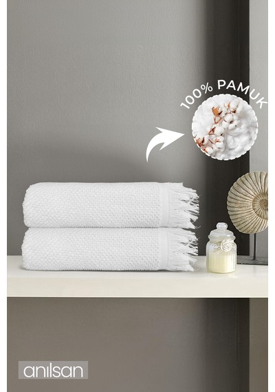 2'li Beyaz Jelena Banyo Havlusu- 70x140 Cm, 490 Gr, %100pamuk, Spa Ve Otel Havlusu, Günlük Kullanıma Uy Beyaz
