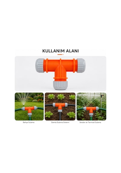 Lüks T Hortum Eki 1/2'' 3 Yollu Bahçe Sulama Hortum Bağlantı Aparatı T Adaptör 0