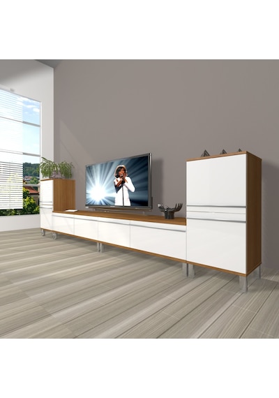 Decoraktiv Eko 9220t Mdf Krom Ayaklı Tv Ünitesi Tv Sehpası - Ceviz Beyaz Ahşap - Beyaz Decoraktiv Eko 9220t Mdf Krom Ayaklı Tv Ünitesi Tv Sehpası - Ceviz Beyaz Ahşap - Beyaz
